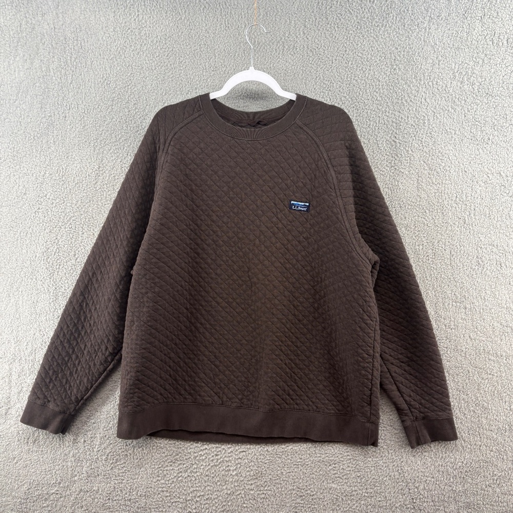L.L.Bean Quilted Sweatshirt Crewneck Brown Men’s XXL Reg Traditional Fit - Picture 3 of 12